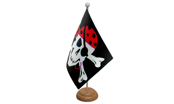 One Eyed Jack Small Flag with Wooden Stand